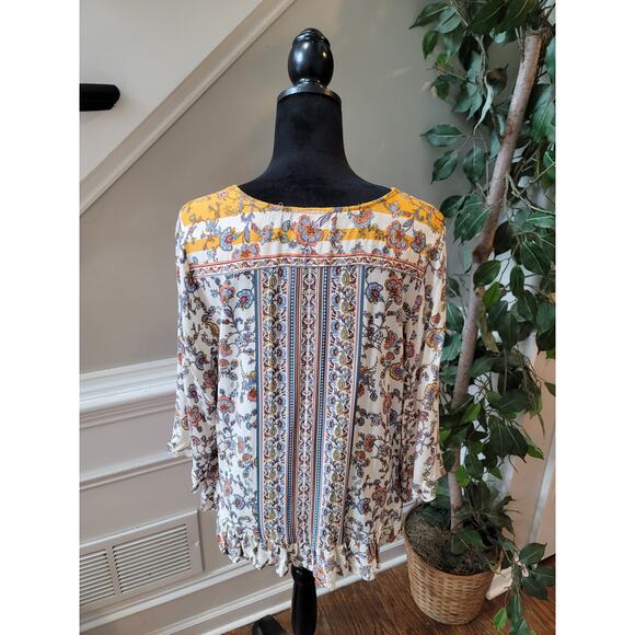 Cynthia Rowley Blouse Women's Large Multicolor Viscose Floral Boho Peasant Top - Picture 8 of 12